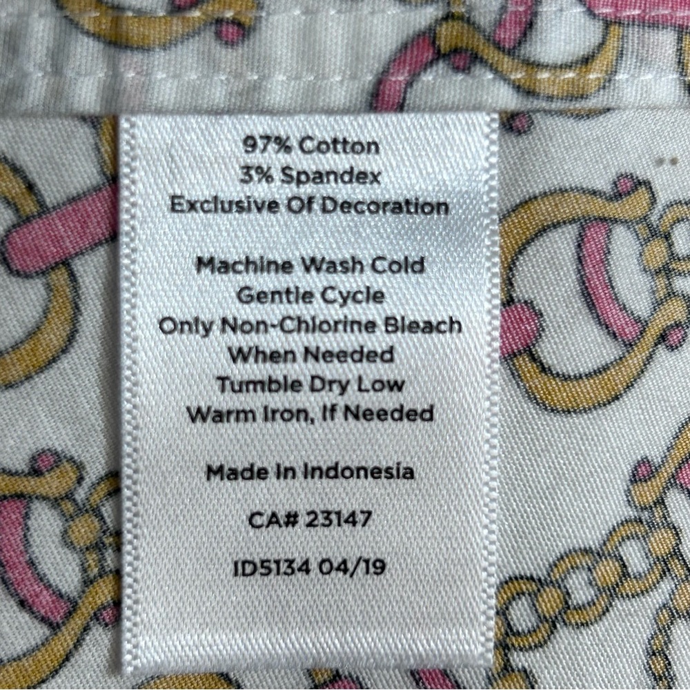 TALBOTS Pink, White and Gold Casual Button Down Shirt 120 - Picture 5 of 11